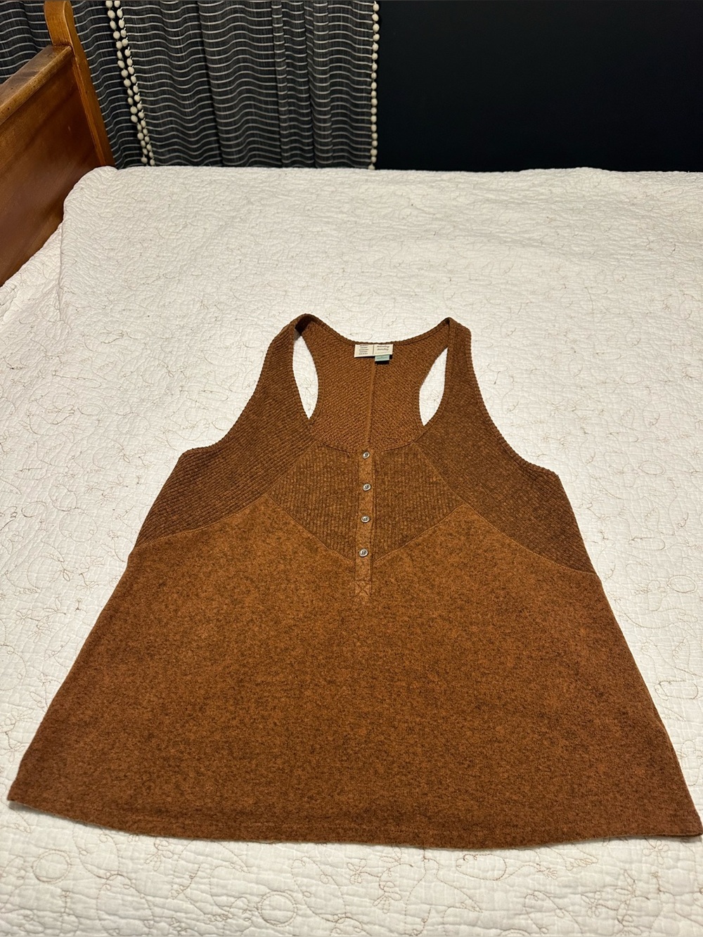 Saturday Sunday by Anthropologie knit brown/ochre racer back tank size XL